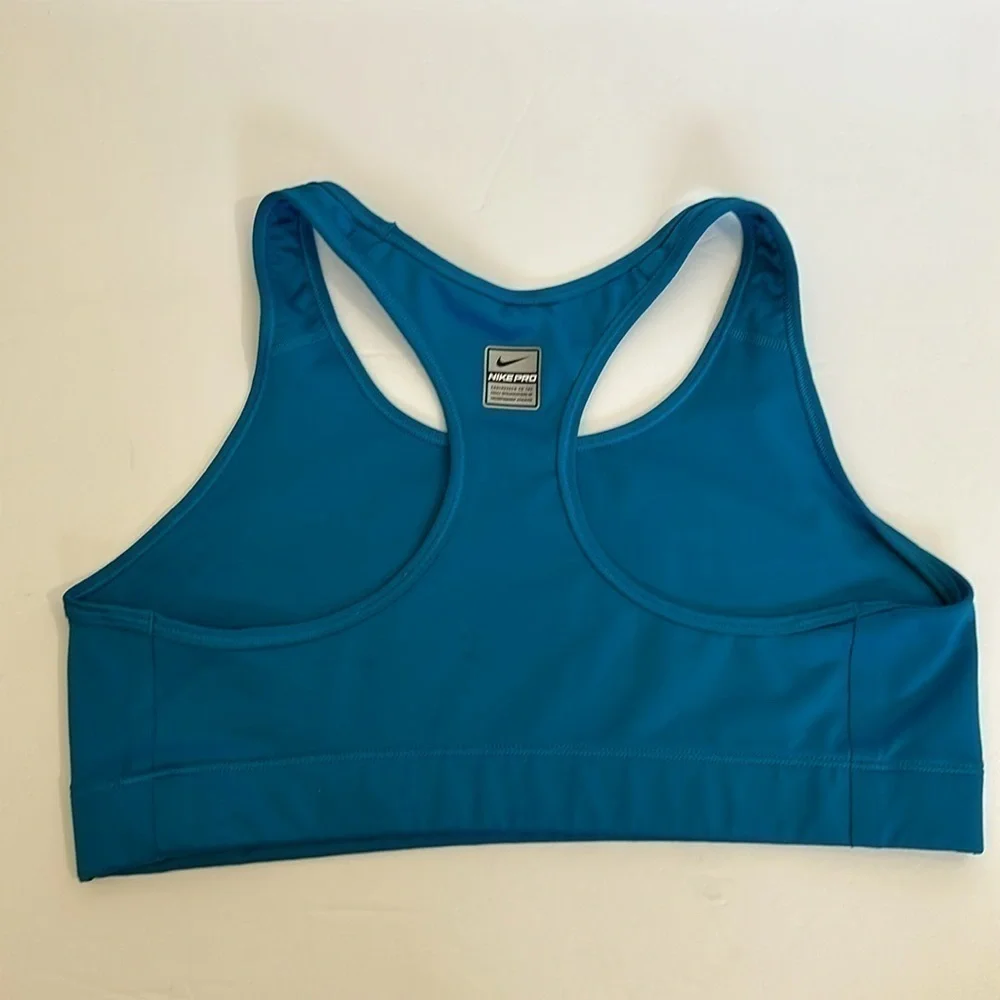 NIKE PRO MEDIUM SUPPORT BRA - GEODE TEAL/WHITE size large EUC NO TAG